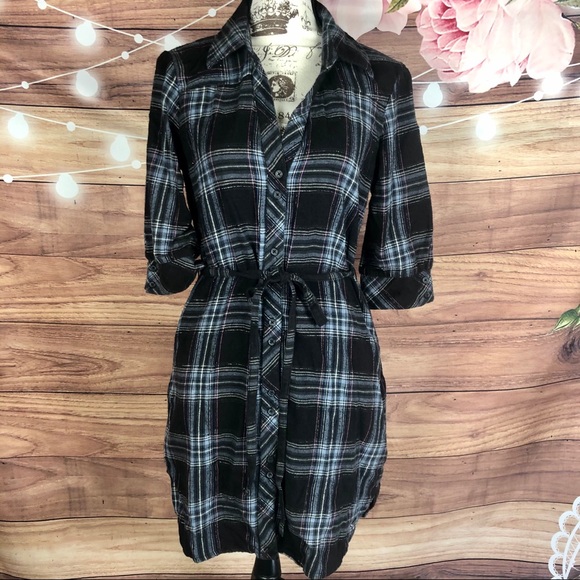 Roxy Dresses & Skirts - HP🌹Sexy ROXY Flannel Dress Pocket 3/4 Sleeve Belt